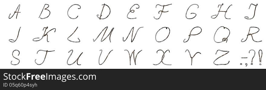 The render of the 3D models of letters as old worn (as chromium-plated) wire. The render of the 3D models of letters as old worn (as chromium-plated) wire