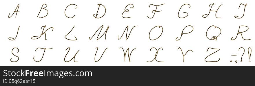 The render of the 3D models of letters from gold. The render of the 3D models of letters from gold