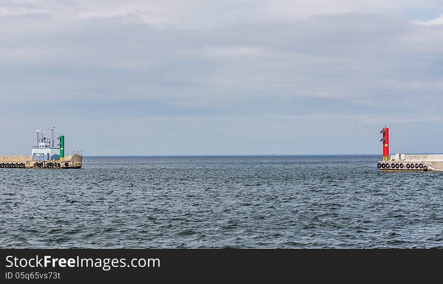 Entrance to the harbor in Gdynia, Poland.