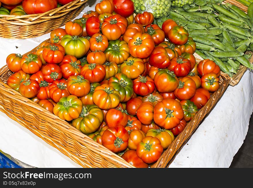 Tomatoes at market in la spezia , italy