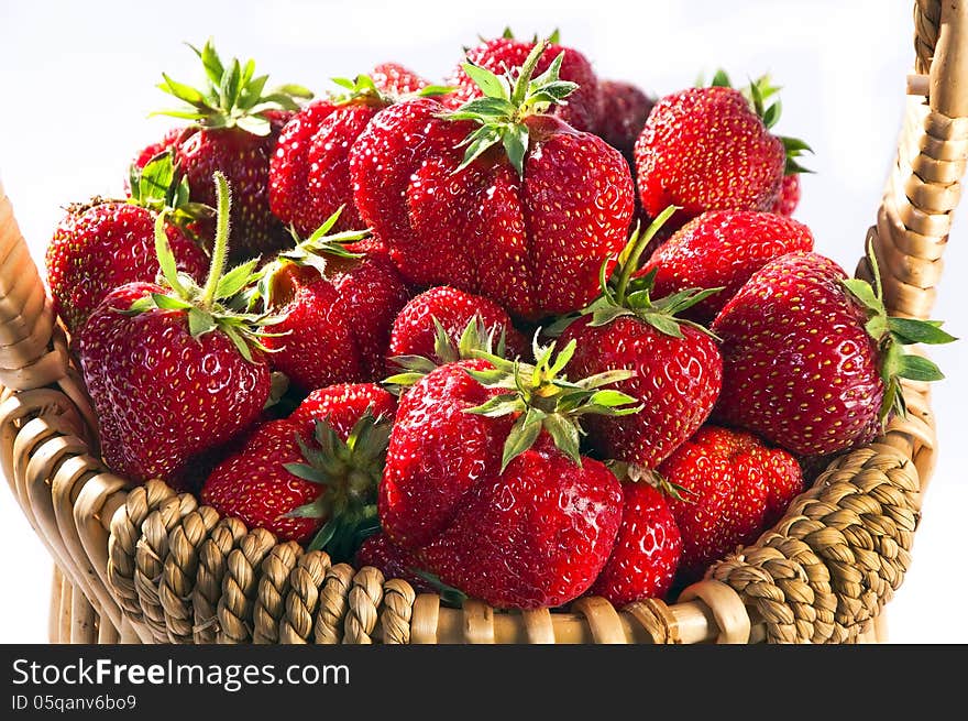 Natural large fresh strawberries in a basket