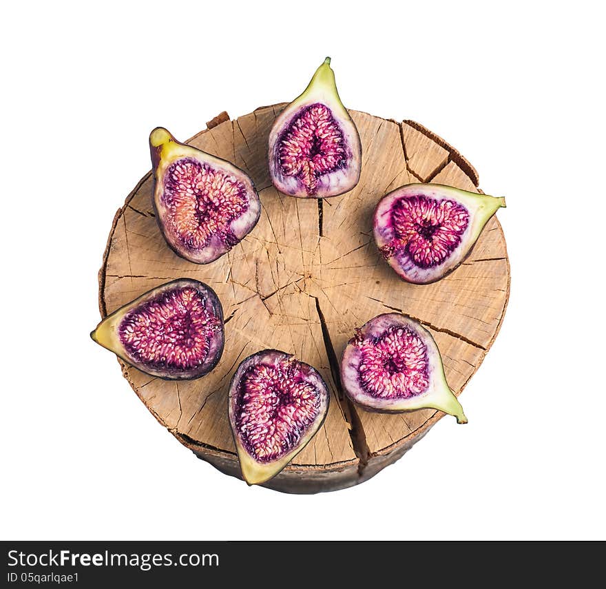 Fruits figs on wooden stump