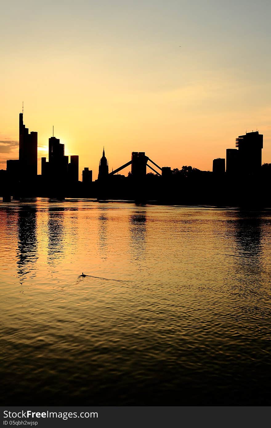 Frankfurt am Main skyline at sunset. Frankfurt am Main skyline at sunset.