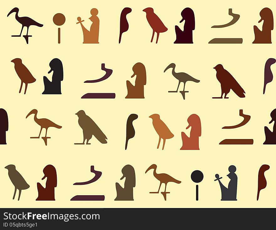 Seamless texture with Egyptian symbols. Vector