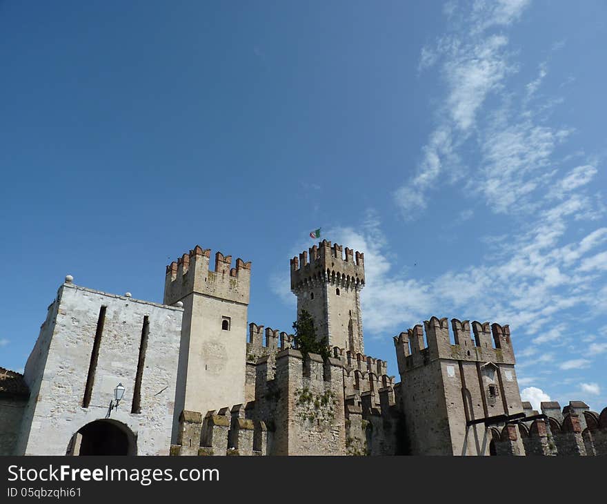 The fortified walls of Scaligero Castle. The fortified walls of Scaligero Castle