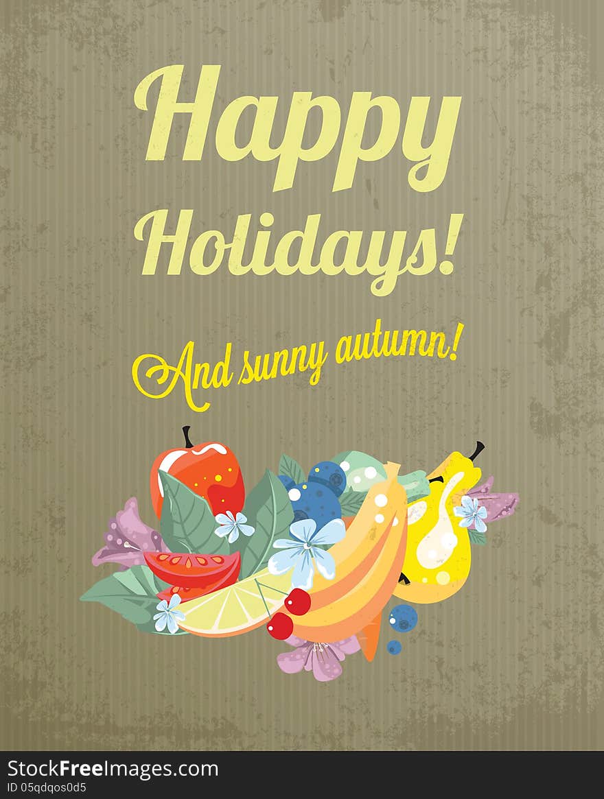 Retro greeting for an autumn holidays. Retro greeting for an autumn holidays