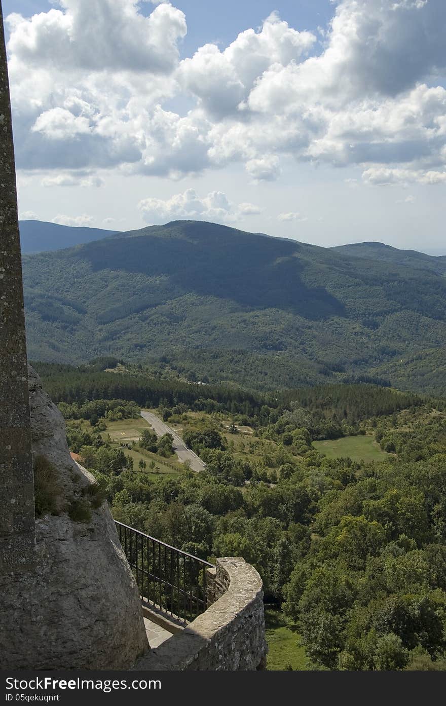 View on Italian landscape from La Verna