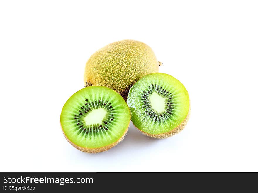 Kiwi fruit on a white background