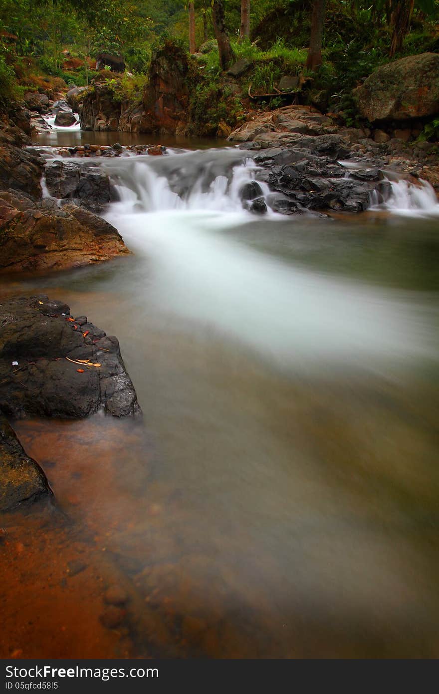 Rocky River Photographed with Long Exposure Technique. Rocky River Photographed with Long Exposure Technique