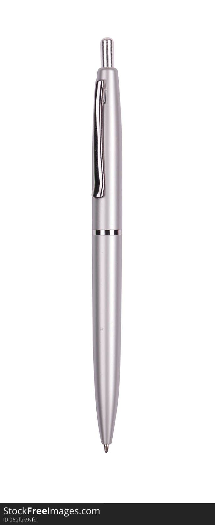 Silver Rollerball Pen Isolated With Clipping Path