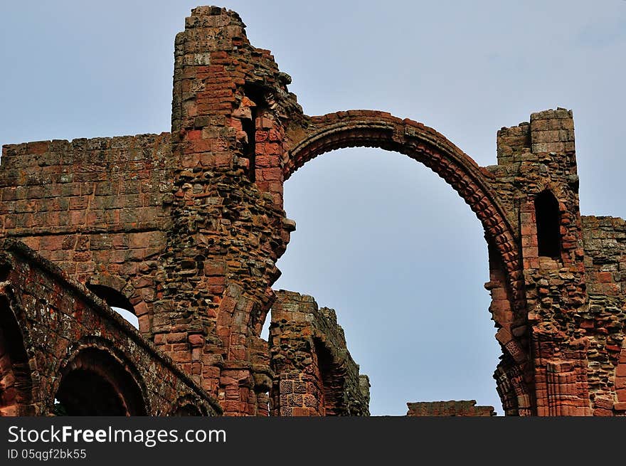 Lindisfarne Priory on the Holy Island,showing a Rainbow Arch. Lindisfarne Priory on the Holy Island,showing a Rainbow Arch..