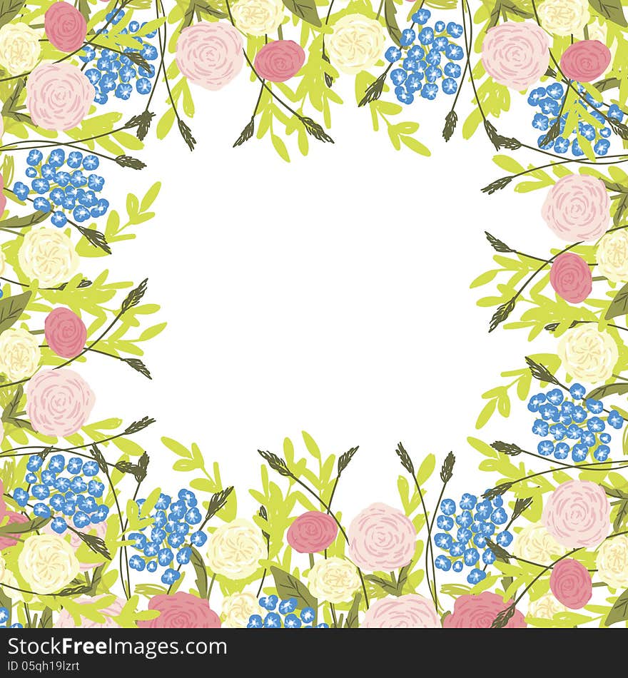 Vector summer background with flowers. Vector summer background with flowers