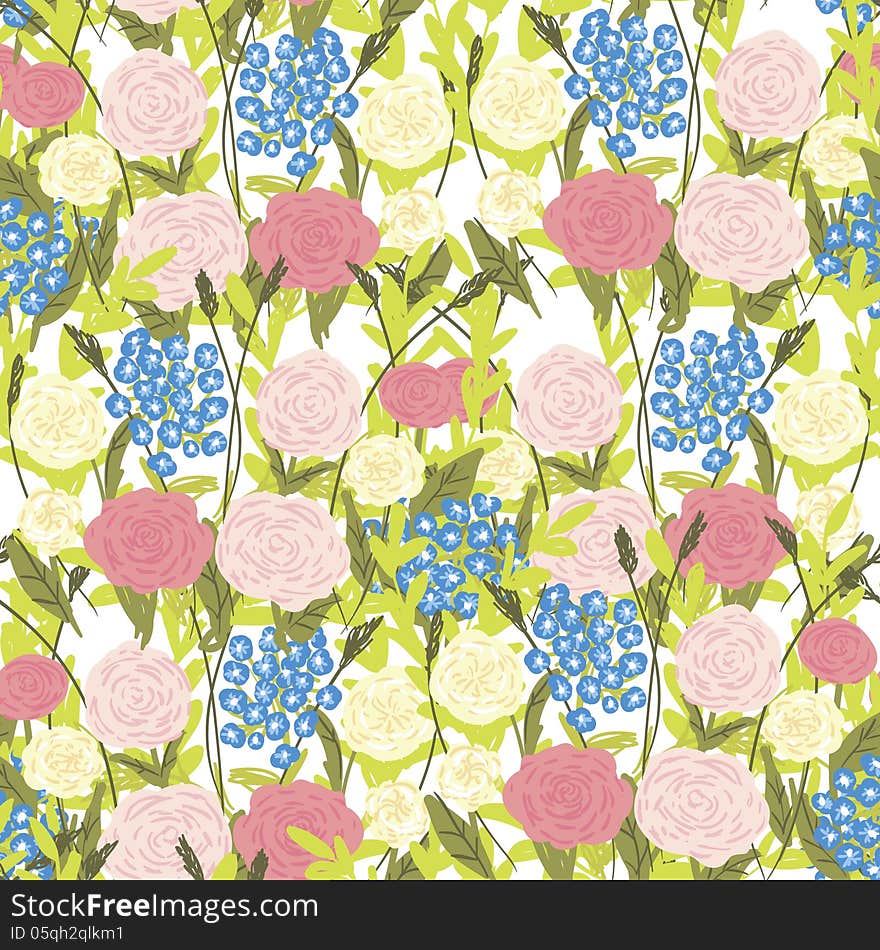 Vector seamless background with flowers. Vector seamless background with flowers