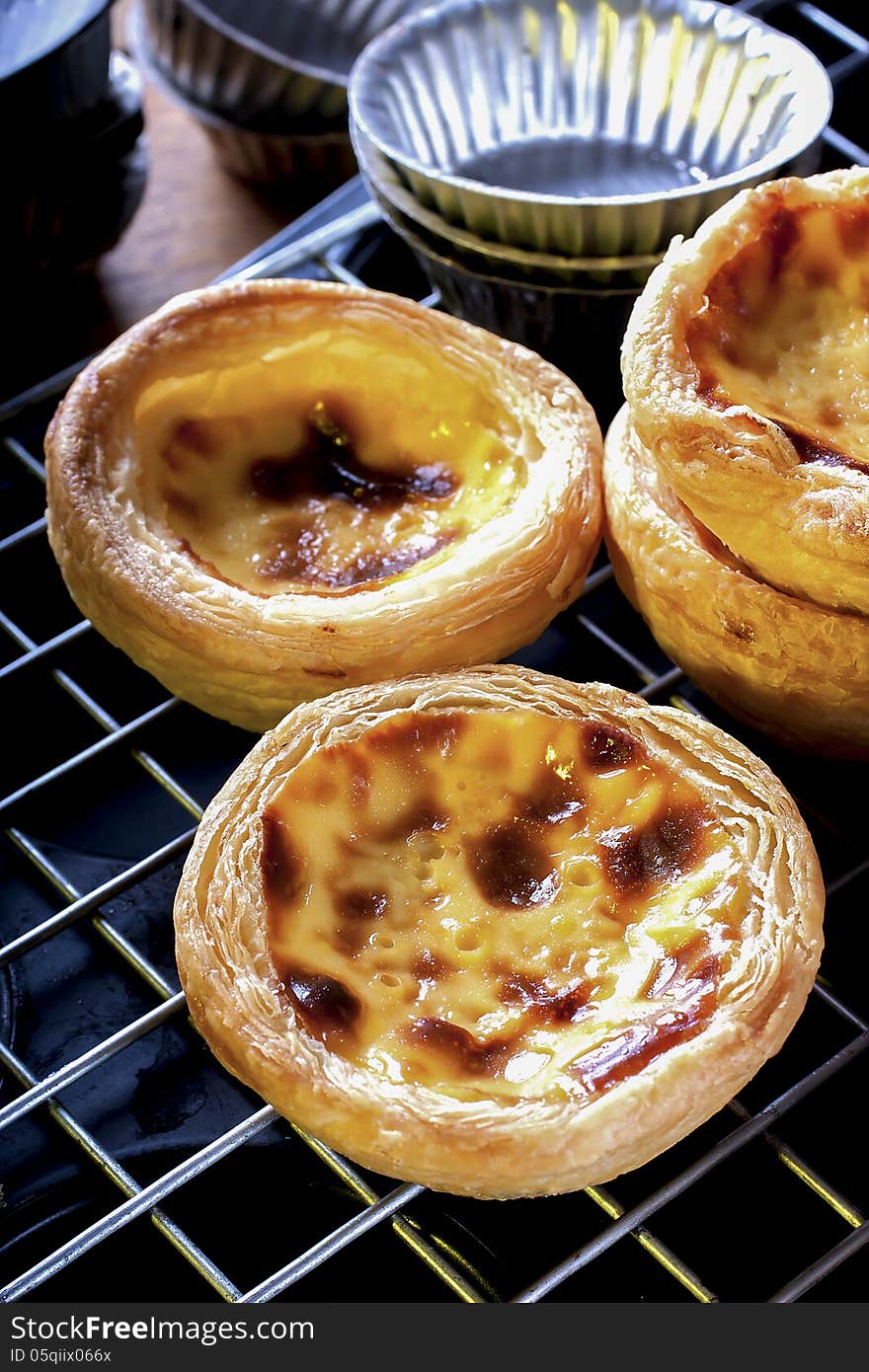 Egg custard tarts close up shot. Egg custard tarts close up shot