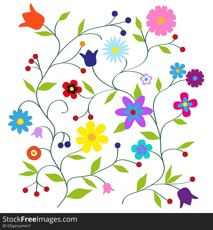 Bright colored floral background for your design