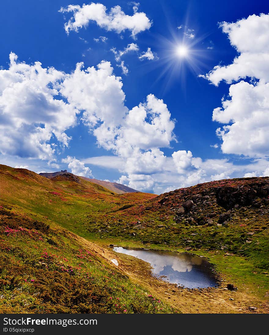 Landscape with mountain lake