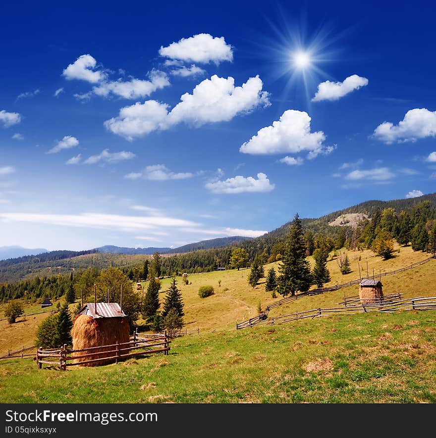 Fields in the mountains