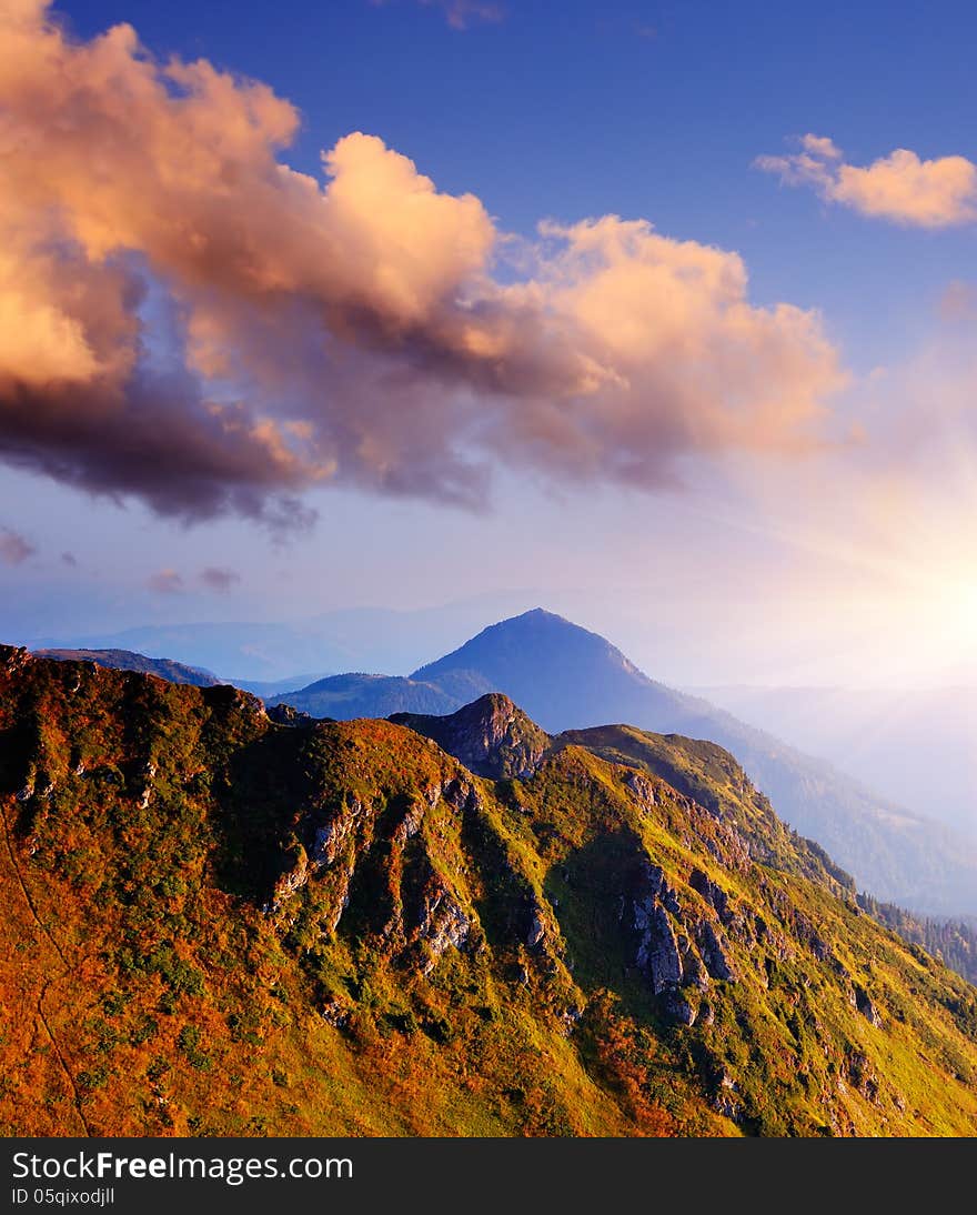 Mountain landscape with the morning light. Mountain landscape with the morning light