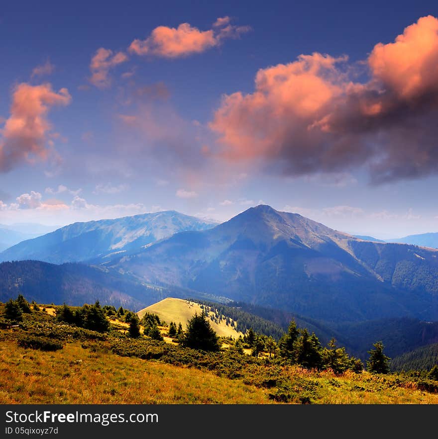 Landscape with mountain and valley