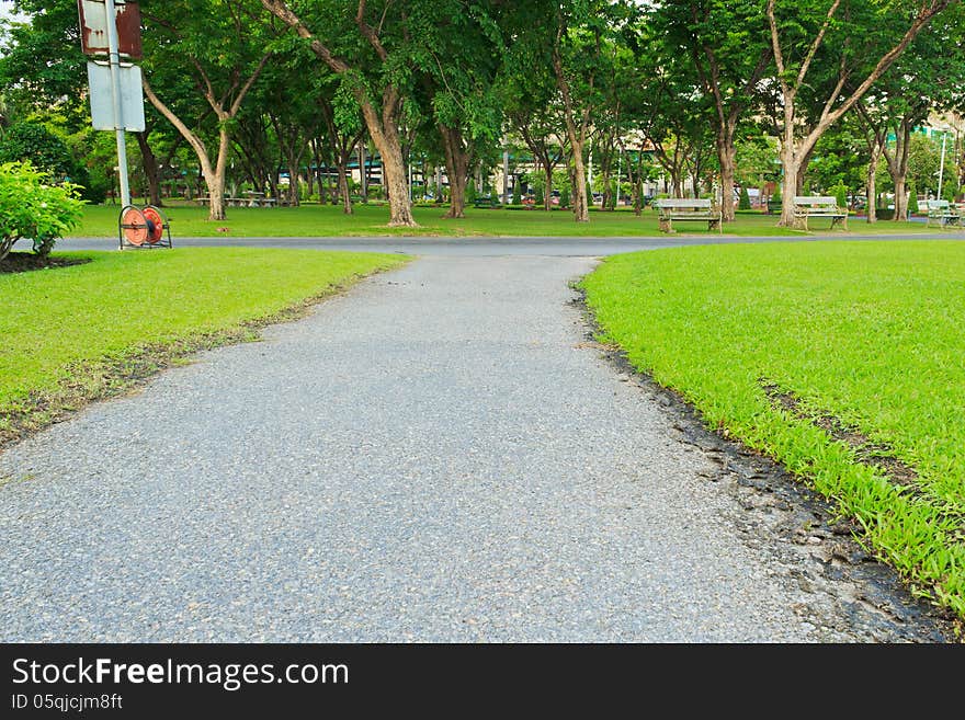 The park and avenue in the city. This is a green area for people in the capital.