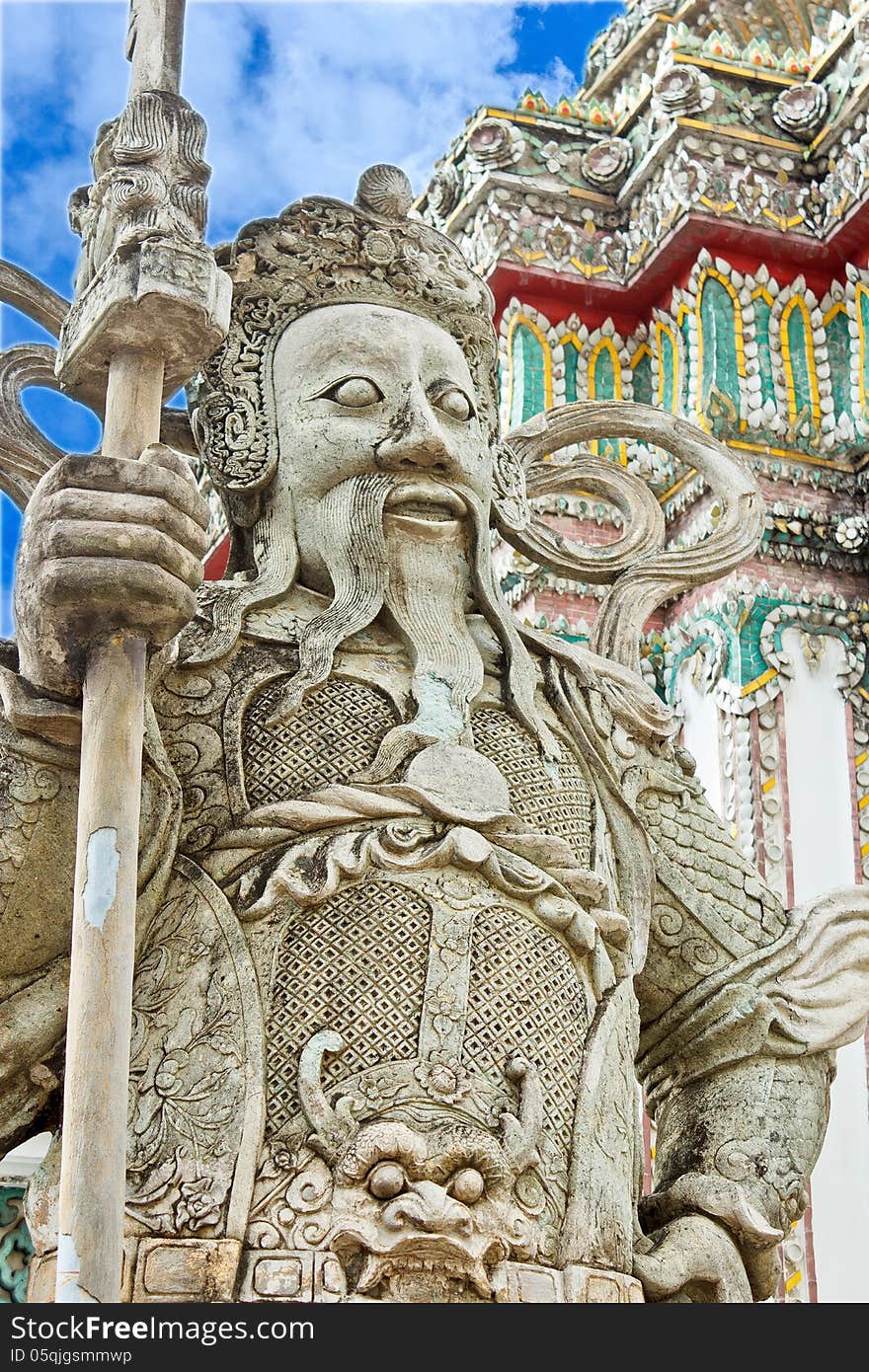 This is Chinese Statue in front of the Thai temple