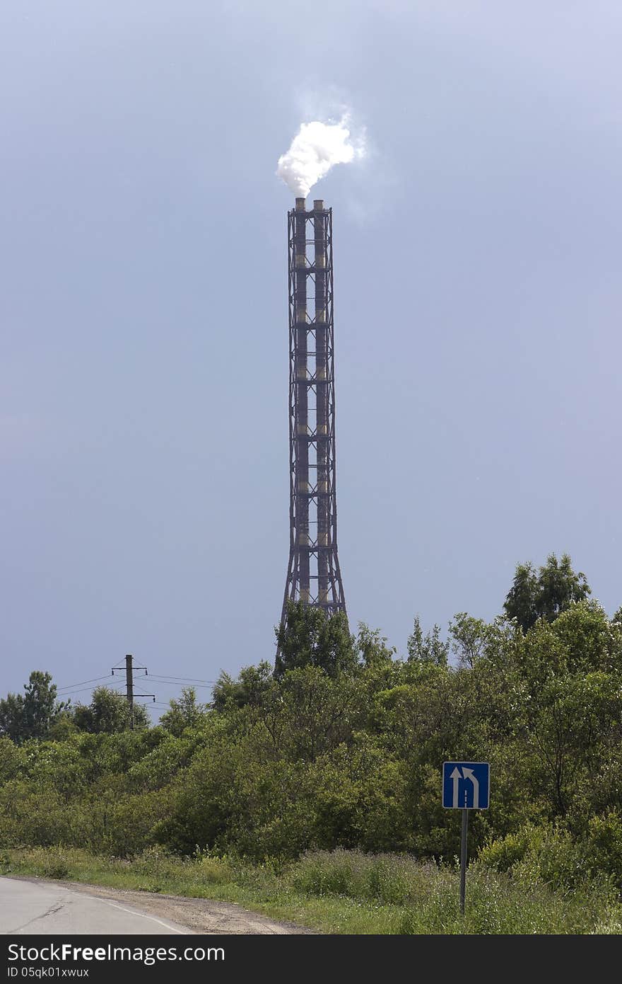 Smoking a pipe thermal power plant