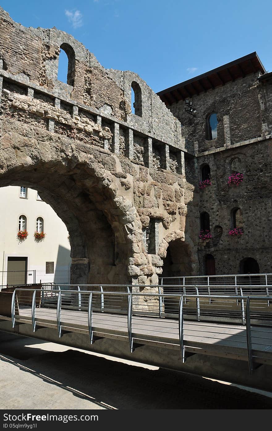 Aosta, Italy. Porta Pretoria, Roman Ruins