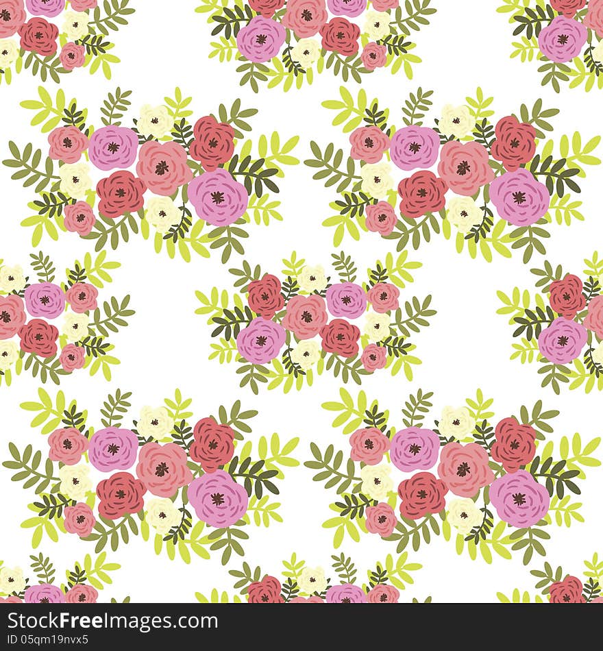 Vector seamless background with flowers. Vector seamless background with flowers