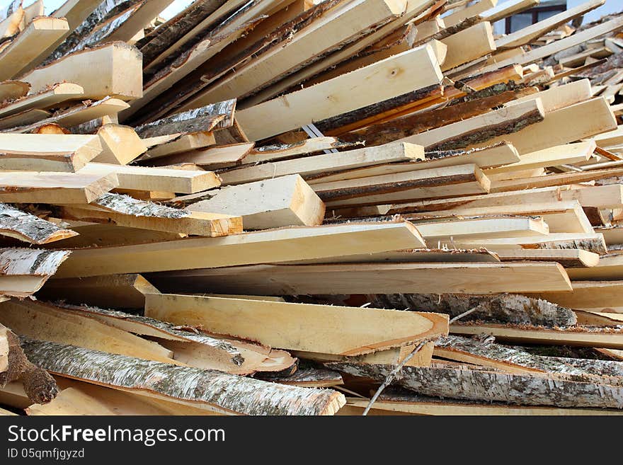 Stacked firewood in a pile