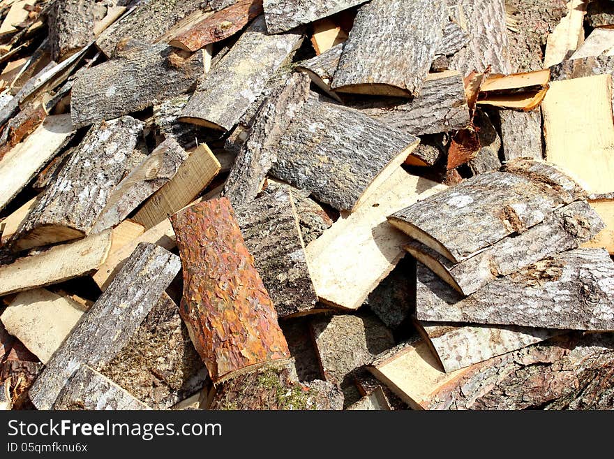 Stacked Firewood In A Pile