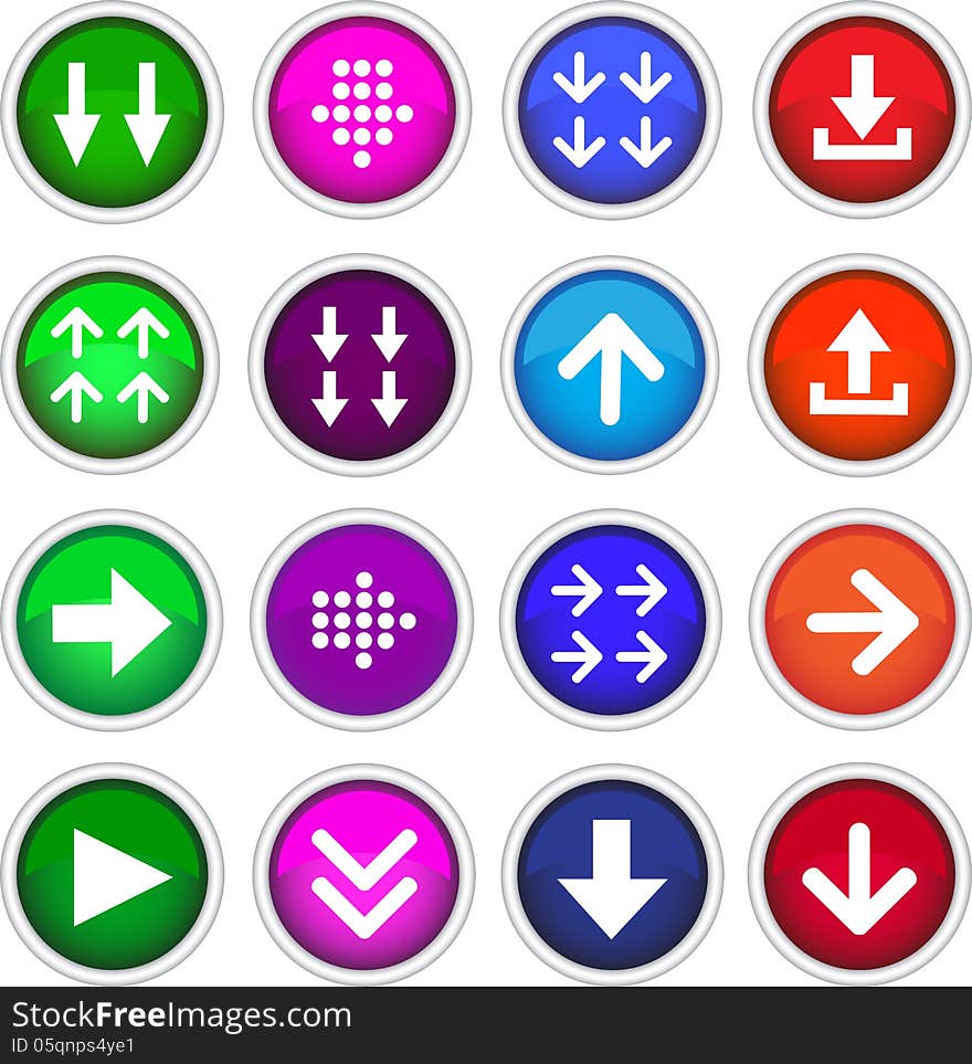 Stock Image - set of colored icons with arrows. Stock Image - set of colored icons with arrows.