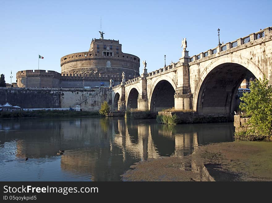 Castel Sant. Angelo From Left Side Of The Tiber, Rome, Italy