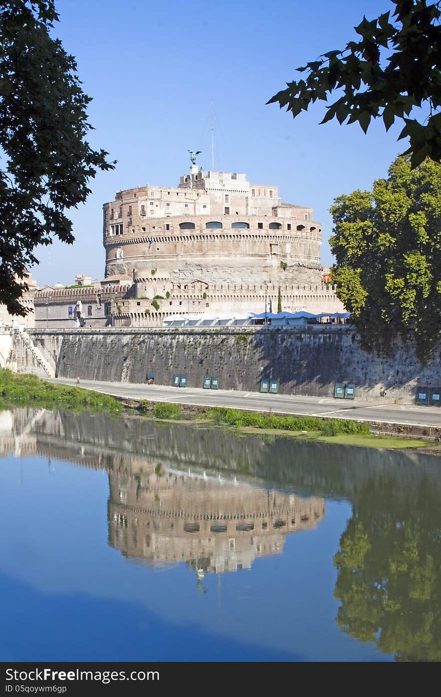 Reflection Of Castel Sant Angelo From Left Side Of River Tiber,