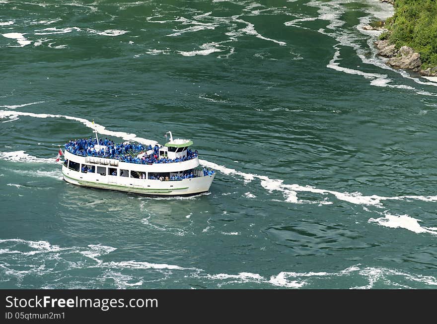 Boat tour with tourists near Niagara Falls. Boat tour with tourists near Niagara Falls