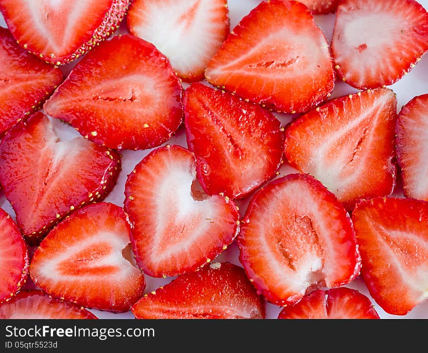 Closeup of fresh sliced Strawberries