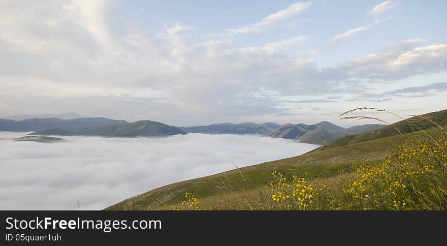 Umbria Mountains With Fog