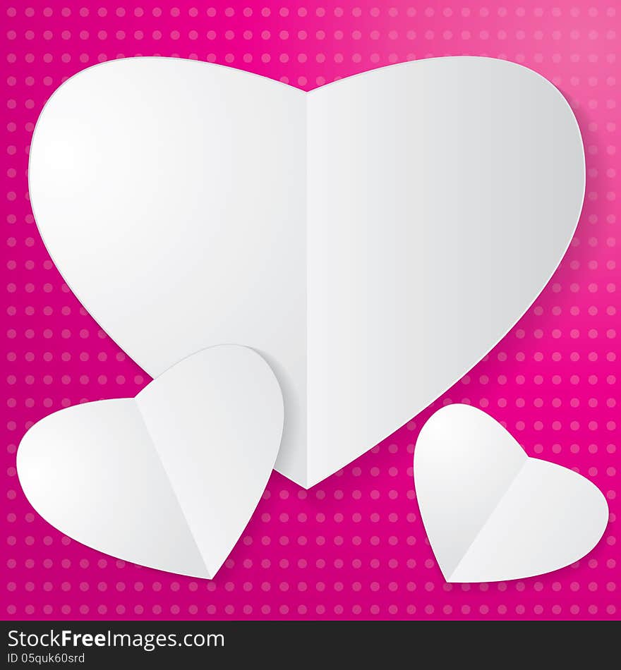 Paper Heart on pink background