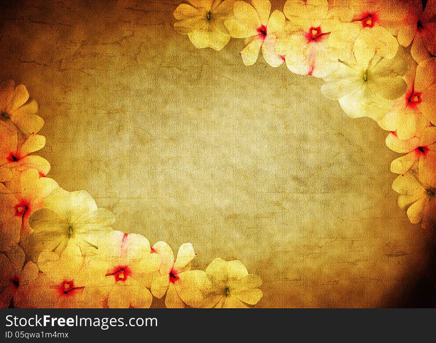 Vintage stylized floral frame with patina texture. Vintage stylized floral frame with patina texture