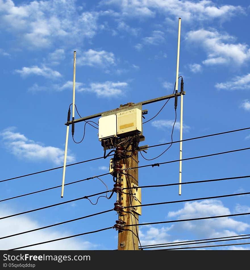 Telephone equipment on the pole