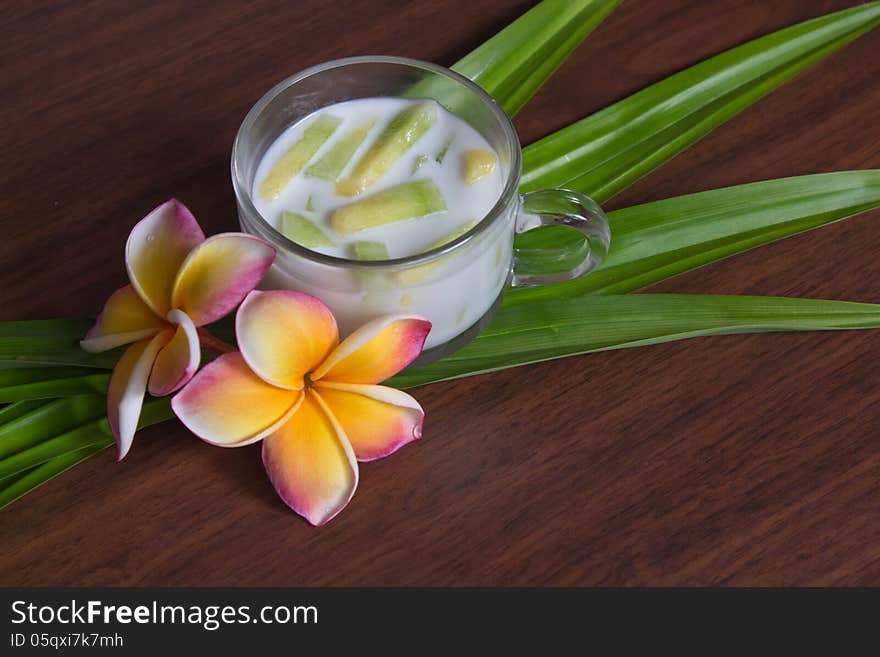 Sweet melon with coconut milk, dessert of Thailand.