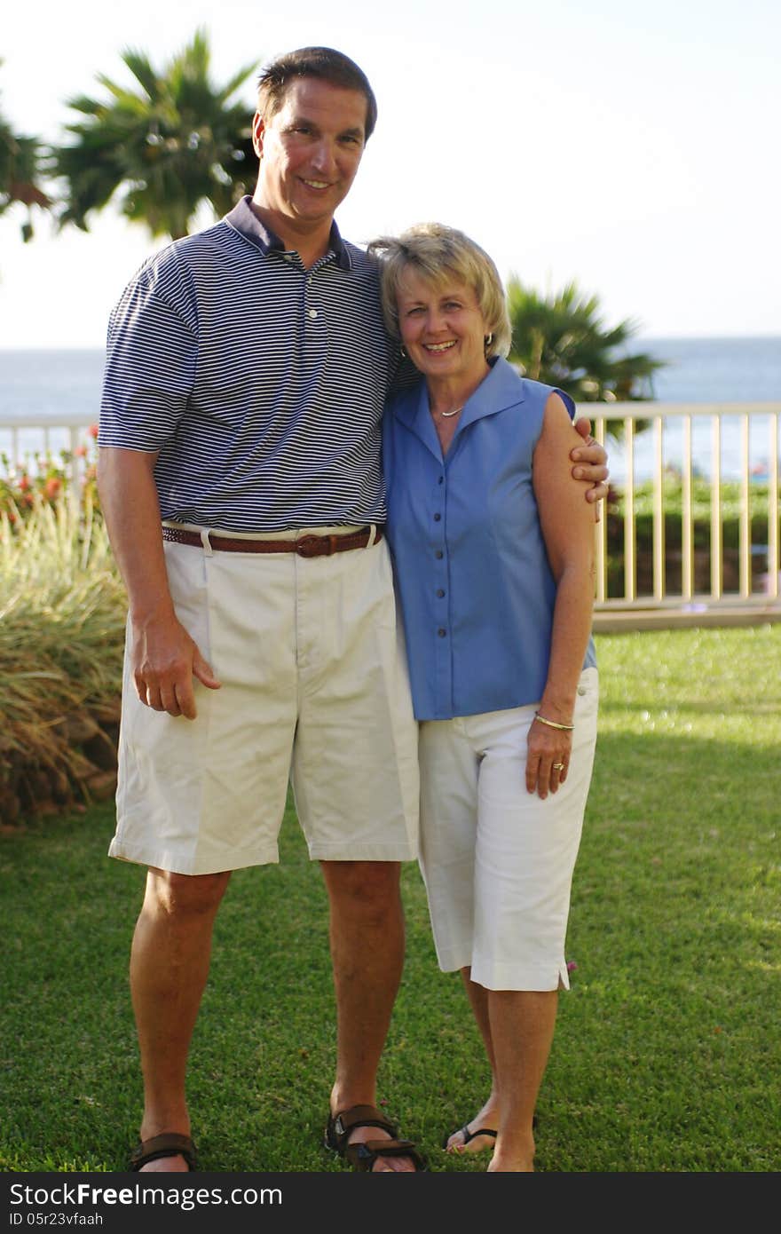 A men and his wife while vacationing in Maui, one of the islands of Hawaii. A men and his wife while vacationing in Maui, one of the islands of Hawaii.