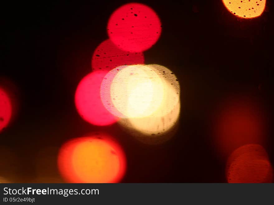 Bokeh image of street lights at nite out