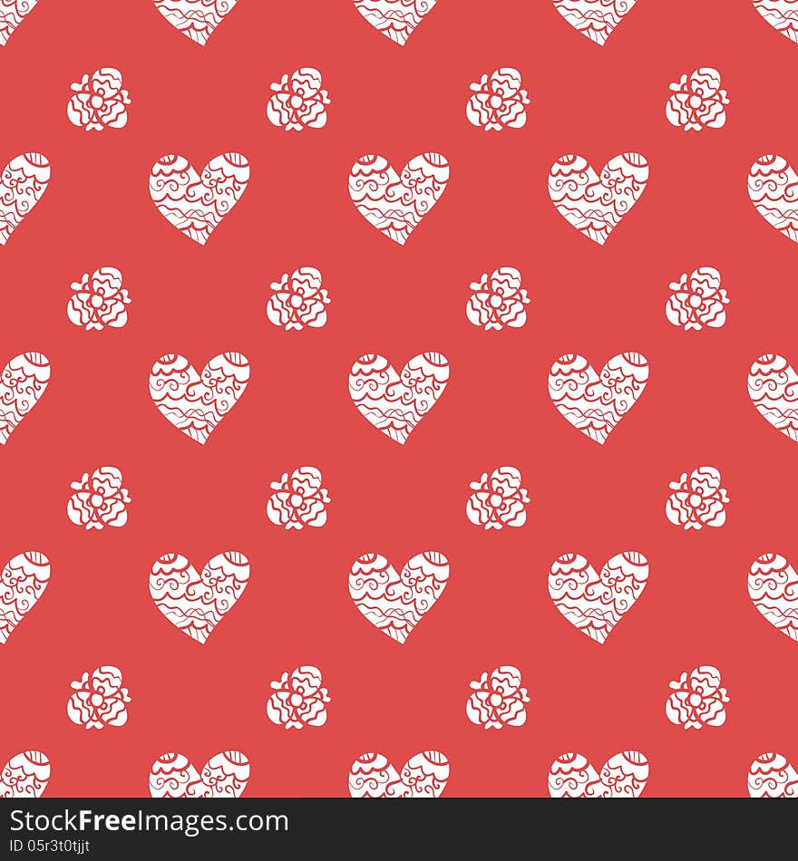 Seamless pattern with hearts. Valentines Day