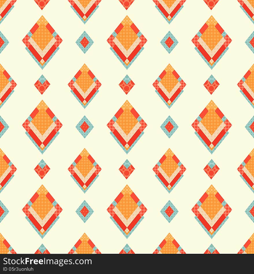 Abstract geometric retro background with diamond-shaped shape. Vector illustration for your design.