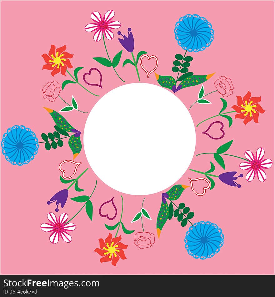 Floral frame for greetings, invitations, greeting