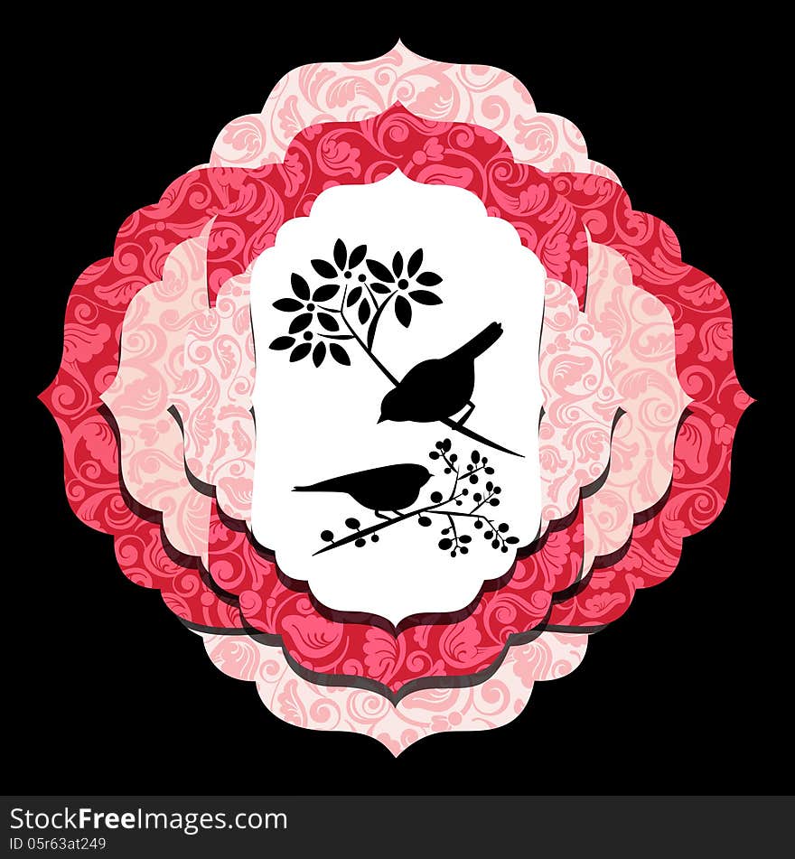 Vector illustration of birds and the flower