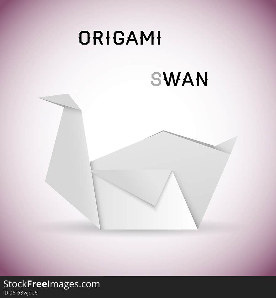 Vector illustration of an origami swan. Vector illustration of an origami swan