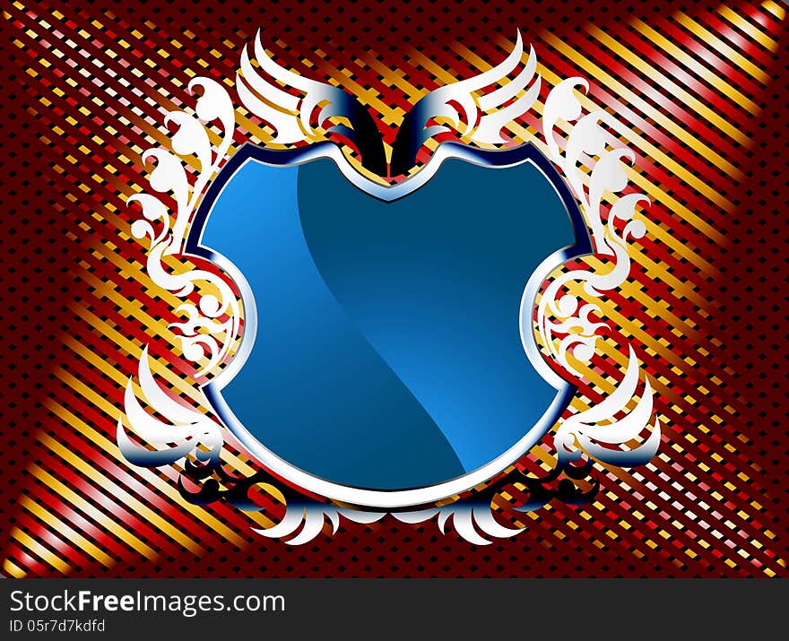 Illustration steel pattern with elegant blue shield background