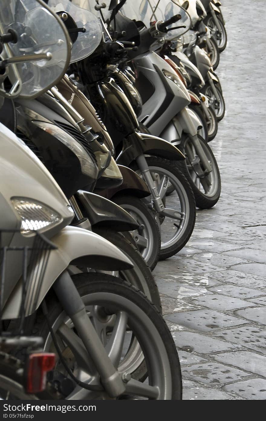 Scooters parked in Florence Italy. Scooters parked in Florence Italy