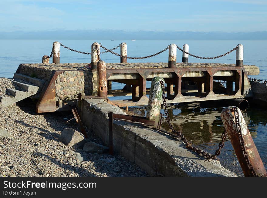 Old Ruined Pier In Listvyanka, Lake Baikal